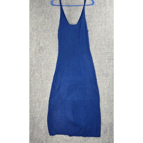 JustFab Blue Ribbed Knit Maxi Dress With Slit XXL Sleeveless Stretchy - Picture 2 of 8